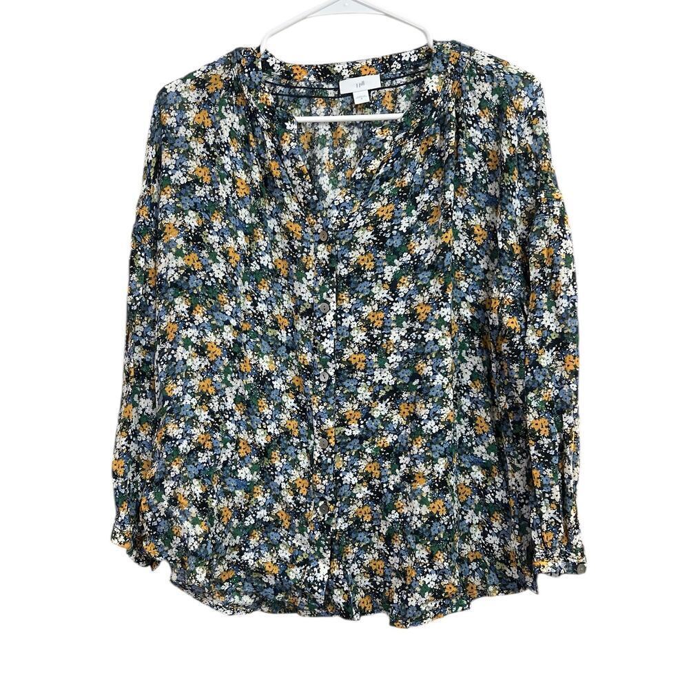 J. Jill J.Jill Floral Long Sleeve Button Front Blouse Top Medium